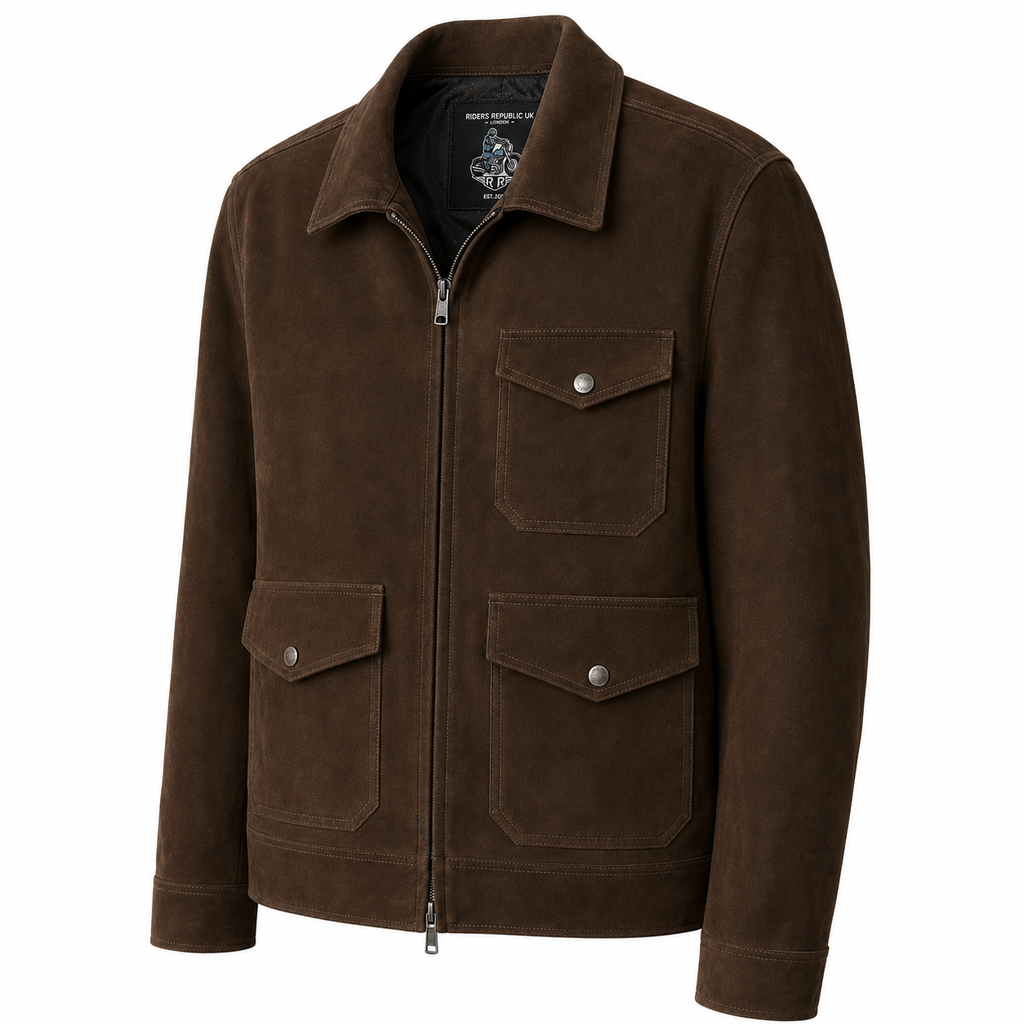 Men’s Tan Brown Suede Bomber Jacket