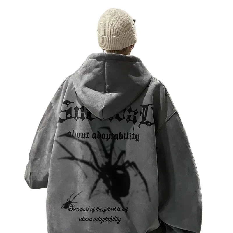Gothic Spider Graphic Oversized Hoodie