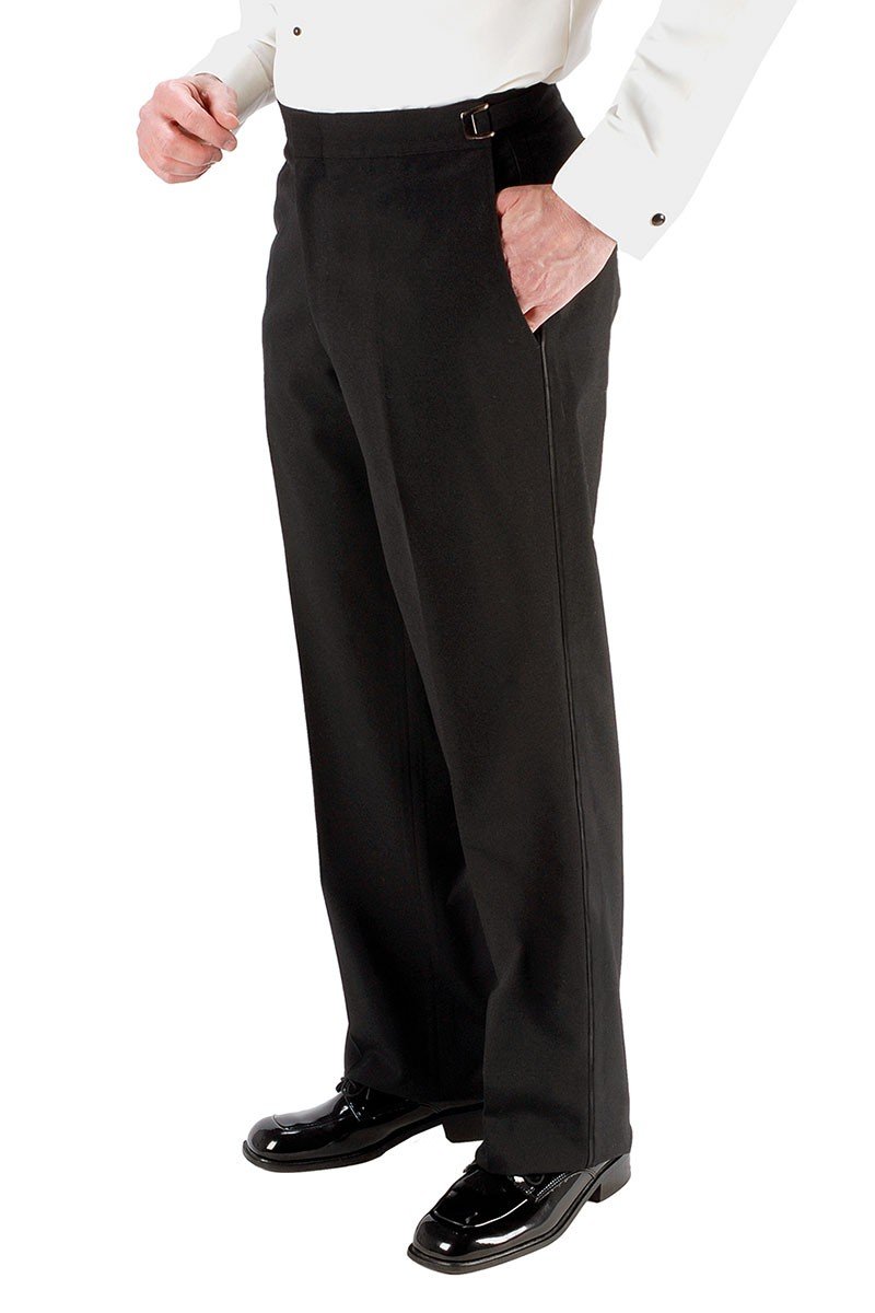 "Anthony" Black Vitale Barberis Italian Wool Tuxedo Trousers