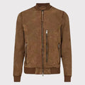 Men’s Brown Suede Leather Bomber Jacket
