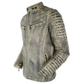 Men’s White Distressed Leather Cafe Racer Jacket