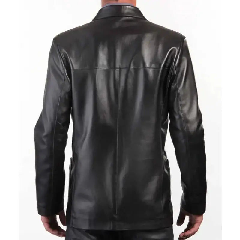 Men’s Black Leather Blazer Coat